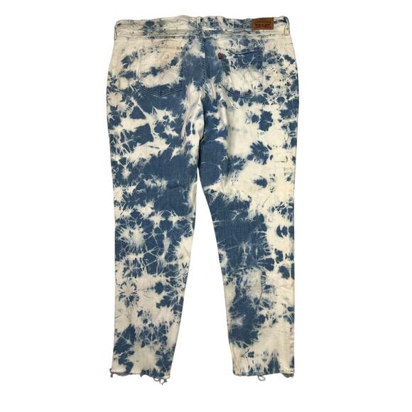 Levi’s 721 High Rise Skinny Ankle Stretch Jeans Frayed Hem Bleach Dye Plus 22W - Picture 2 of 7